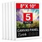 Canvas Boards for Painting, 5 Pack Canvases for Painting 8x10 Cotton Primed Acid Free Blank Canvas Panels for Oil Paint, Watercolor, Acrylic Paint, Gouache and Tempera.